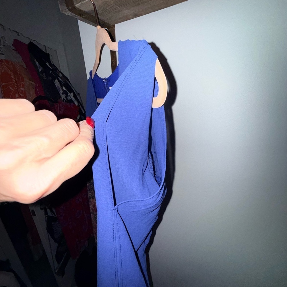 Umgee Royal Blue V-Neck romper - Picture 3 of 7
